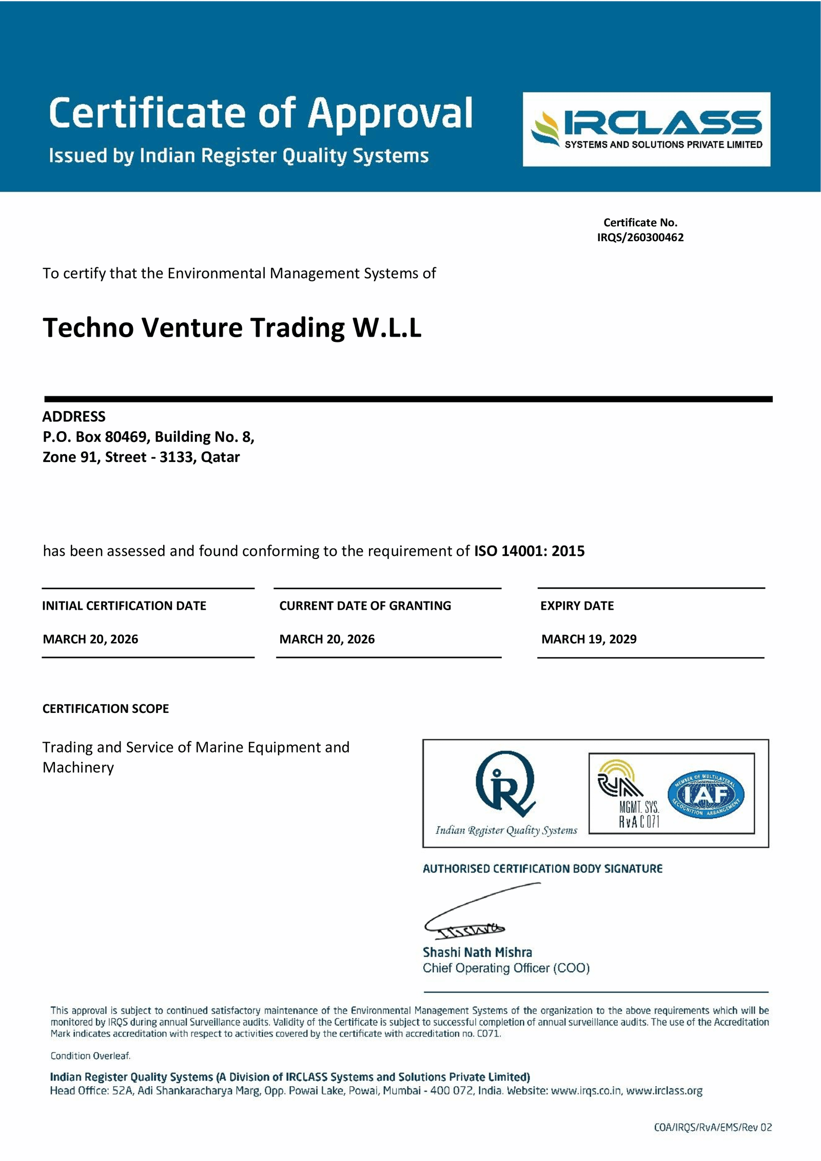 Sormec Certificate
