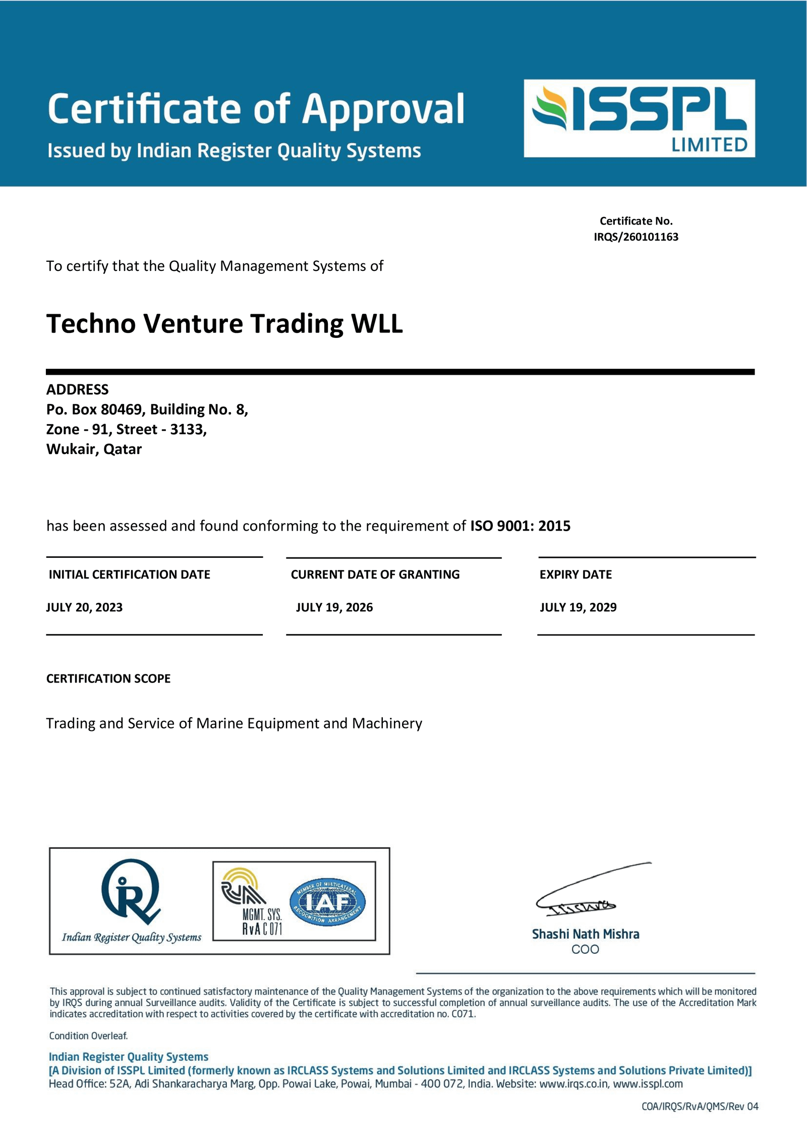Sormec Certificate